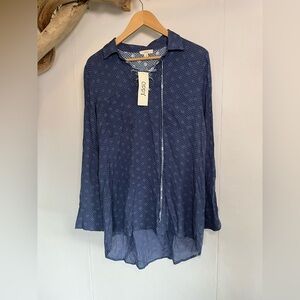 ODDY Deep Blue Patterned Blouse